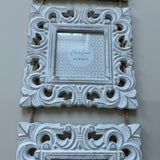 Whitewashed Carved Square Triple hanging Photo Frames