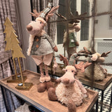 Sitting Fur Reindeer with Green Hat & Scarf 32cm