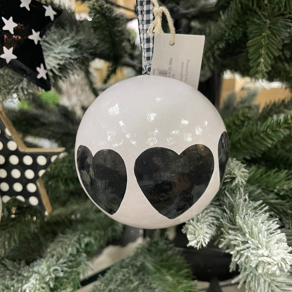 Black & White Baubles - Hearts