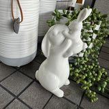 White Ceramic Family Rabbits H16.5cm - 2 styles Mum Rabbit holding baby rabbit up and kissing