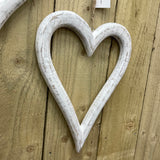 Whitewashed Wooden Hanging Open Hearts - 2 Sizes