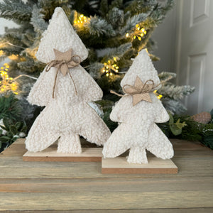 Sherpa Cream Tree on wooden base - 2 Sizes