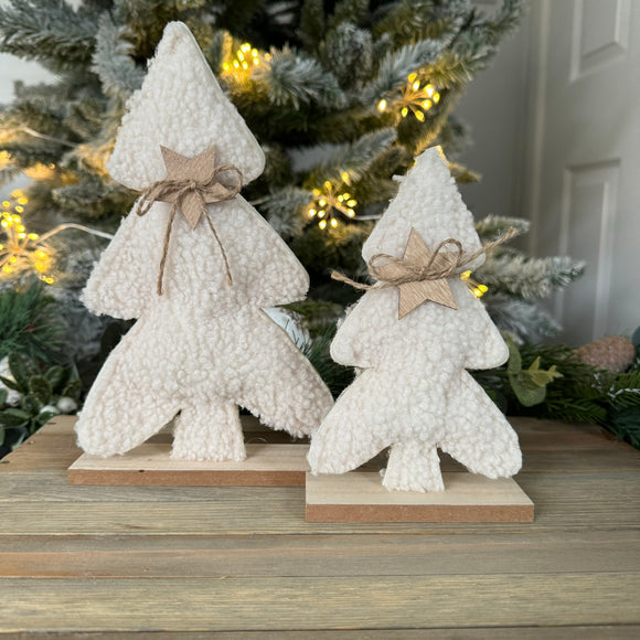Sherpa Cream Tree on wooden base - 2 Sizes