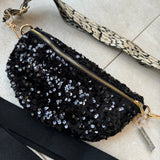 Eliza Gracious - Black Sequin Crossbody Bag with 2 straps