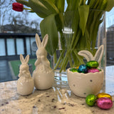 Cute Ceramic White Rabbits in a Cracked Egg
Available in 2 sizes - Small 10cm &amp; Large 15cm