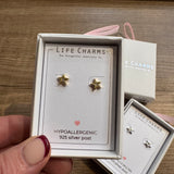 Life Charm Earrings - Silver sparkling dainty Star Studs