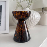 Glass Pillar Candle Holder - Leopard Print
