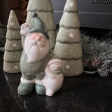 Ceramic White & Green Santa - 2 sizes