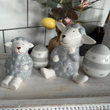Super cute Grey & White Ceramic Sheep Avaiable in 2 sizes - Small 9cm & Large 12.5cm