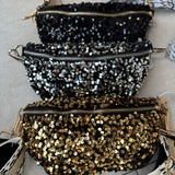 Eliza Gracious - Black Sequin Sling Bag with 2 straps