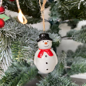 Christmas Ceramic Snowman Tree Hanging Decoration 6cm