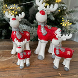 Christmas Ceramic Red & White Reindeers - Medium & Large