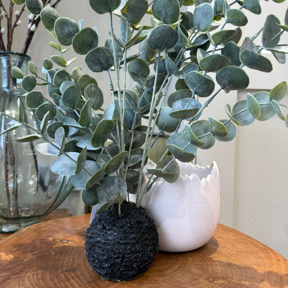 Gallery-home Artificial Green/Grey Eucalyptus in Soil Ball H51cm