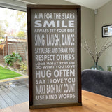 Large Framed Grey Plaque - "Aim for the Stars...”
