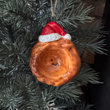 Fun Christmas ceramic Hanging Decoration
Yorkshire Pudding wearing a santa hat 7.5cm &amp; smiling face