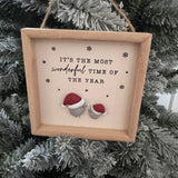 Hanging Wooden Pebble Sign 13cm - Most Wonderful Time...
