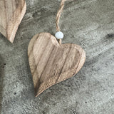 Wooden Hanging Small Hearts