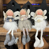 Fabric Sitting Angels with fluffy skirts - Beige