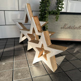 Standing Wooden White Enamel Stars set of 3