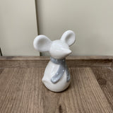 Christmas Ceramic Standing Mouse with Grey Scarf  small 10cm