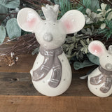 Ceramic White Mouse with Grey Scarf & Crown - 2 Sizes