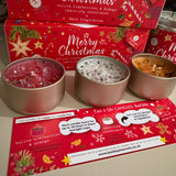 Best Kept Secrets Christmas - The Red One 3 Lites Collection
Red Christmas themed gift box with the quote - 'Merry Christmas'&nbsp;
3 fragrances with sprinkles of glitter &amp; tiny gems for that pretty finishing touch;

Mulled cranberries &amp; orange - Rich red fruits with zingy orange &amp; rhubard

Sparkling snowflakes - Fresh aromas of Bergamot, Sandalwood &amp; Neroli

Warm Gingerbread - Festive ginger with cloves &amp; nutmeg