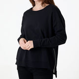 Zip Detail Plain Sweatshirt - Black