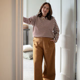 Chalk - Rebecca made from soft cotton blend with a relaxed boxy fit and long sleeves
Colour - Tobacco / Ecru