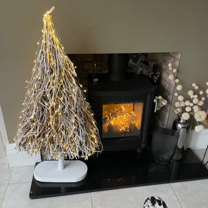 Large Whitewashed Christmas Twig Tree H120cm Available as an option with LED lights displayed on the tree 