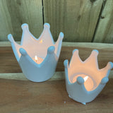 White Ceramic Crown T-Light Holder - Small & Large