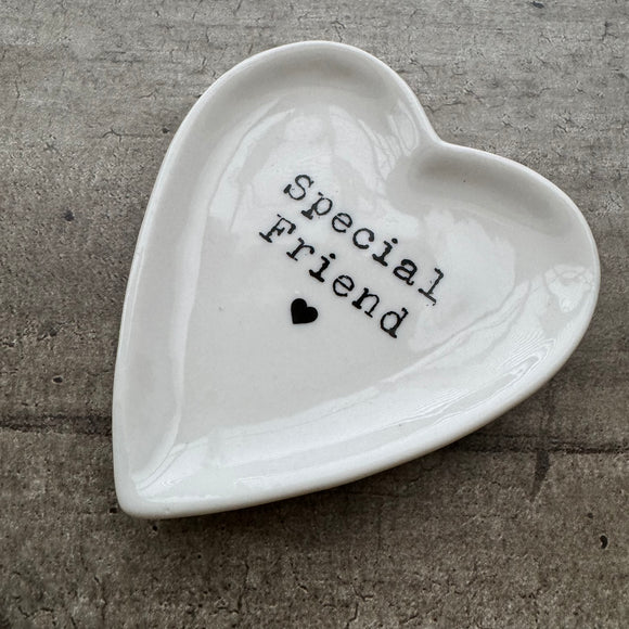 Ceramic Heart shaped 10cm Trinket quotable Dish 'Special Friend'