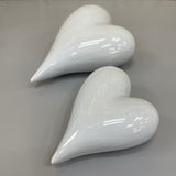 Soft Grey Ceramic Whole Heart Ornament - 2 sizes