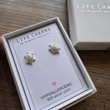 Life Charms the Thoughtful Jewellery Co.
Silver plated stud hypoallergenic Earrings collection;
Turtle CZ Silver Stud earrings E185S
