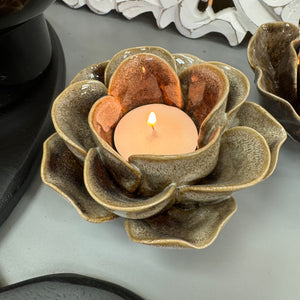 Sally Flower Candle Holder - Beige