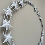 White Metal Star Wreath 50cm