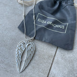 Eliza Gracious - Long snake chain Necklace with Double Angel wing pendant