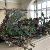 Fir Cones & Green Foliage Spray with a hoop to hang 72x31cm