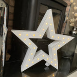 Whitewashed Wooden Light Up 3D Star H50cm