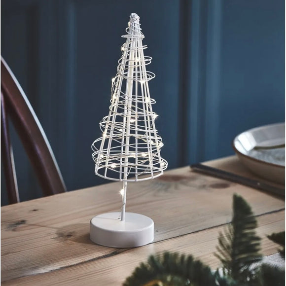 24cm Freestanding Battery Wire Tree Table Lamp in White