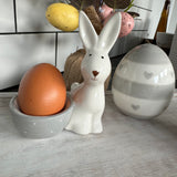 White Ceramic Rabbit with Egg Holder 10.5cm