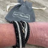 Eliza Gracious - Black Wrap & Silver Bracelet with Magnetic Fastening