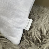 Chalk - Oblong Linen White Cushion embroidered 'f**k it'