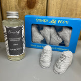Aphrodite 'Stinky Feet' - Shoe & Bag Fragrant Fresheners Part of our new aromatherapy range, these are the modern-day shoe & sports bag fresheners! 2 pairs of trainer-shaped 'Stinky Feet' fragrant fresheners infused with the stunning Aphrodite Fragrance. 