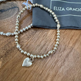 Eliza Gracious - Stretch Ball Bead Bracelet with heart Charm