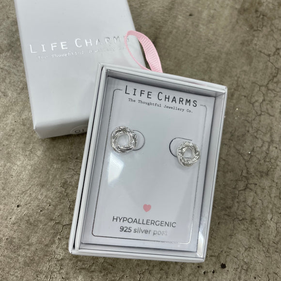 Life Charm Earrings - Silver Knot Studs
