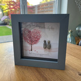 Pebble Art by La De Da Living   Award winning keepsake gifts - Handmade in the Cotswolds    Mini Framed Pebble Art - Grey block square frame 12.5cm 'Every love story is beautiful... but ours is my favourite'