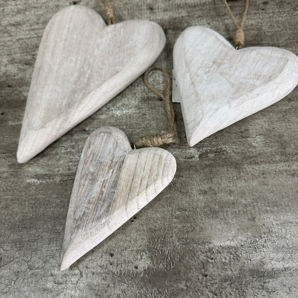 Hanging Rustic Wooden Hearts - 3 sizes