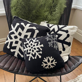 Retreat-home Christmas Black & White Reversible Snowflake Knit Cushion 30cm