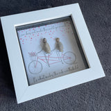 Pebble Art by La De Da Living   Award winning keepsake gifts - Handmade in the Cotswolds    Mini Framed Pebble Art - White block square frame 12.5cm 'Love does not make the world go round... Its what makes the ride worthwhile!'
