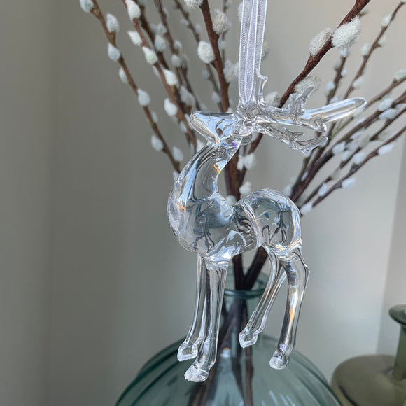 Hanging clear Acrylic Reindeer 13cm